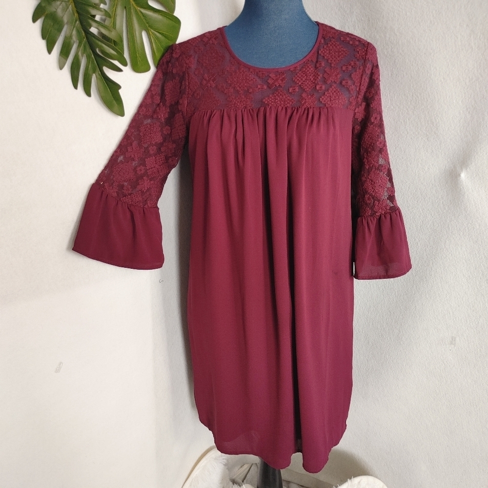 Nordstrom Lace Top Bell Sleeve Boho Dress